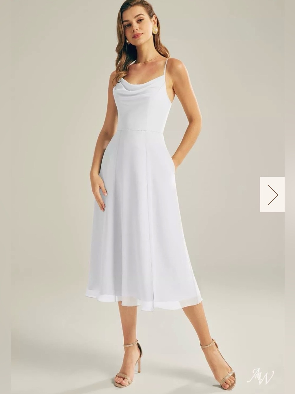 AW Bridal Maribel Size 6 White A Line Tea Length Wedding Dress